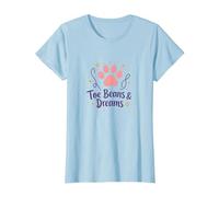 Toe Beans & Dreams: Whimsical Pet Paw T-Shirt, Women, Baby Blue, XXL