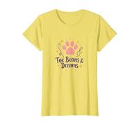 Toe Beans & Dreams: Whimsical Pet Paw T-Shirt, Women, Lemon, S