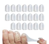Toe Caps for Blisters & Corns - 20 Pieces Breathable Silicone Toe Protectors | Anti-Friction Gel Digit Sleeves for Pinky Digit | discomfort Relief Foot Covers for Running, Walking, Hiking