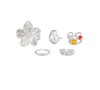 Toe Jewelry Set Open Cuff Foot Accessory, 5 Piece Mixed Flower Pearl Look Pieces for Warm Weather Sandal Outfits Stackable Toe Jewelry Foot Accessory Open Cuff Floral Pearl Look Sandal Beach Vacation