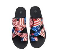 Toe Loop Sandals For Women - Women Flag Print Slides Lightweight Flat Slides Comfortable Open Toe Sandals Fashion Breathable Sandal Non Slip Wide Fit Sandal For Summer Casual Walking Beach