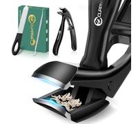 Toe Nail Clippers for Thick Nails, CLPPNA Long Handled Angled Head Toenail Clipper for Seniors with Wide Jaw Opening, Sharp Professional Nail Clippers with Catcher for Men and Women