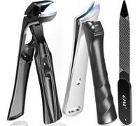 Toe Nail Clippers for Thick Nails for Seniors - Angled Head & Slanted Curved Blade Toenail Clipper, Sharp Heavy Duty Fingernail Clipper Cutter with Catcher Long Handle