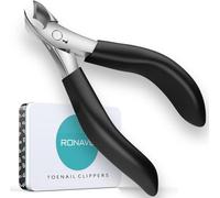 Toe Nail Clippers for Thick Nails - RONAVO Nail Clippers.Heavy Duty Professional Thick & Ingrown Toenail Clippers,Wide Jaw & Easy-Grip Long Handle,Ideal for Elderly/Diabetics/Men (Black)