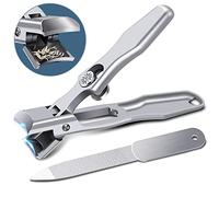 Toe Nail Clippers for Thick Nails with Catcher - DRMODE German Nail Clippers for Senior Men with Wide Jaw Opening, Heavy Duty Nail Cutter Clipper with Sharp Curved Blade