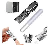 Luxgrip German Toe Nail Clippers for Thick Nails with Nail Files New Ultra Wide Jaw Toenail Clippers Cutter Heavy Duty Anti Splash Stainless Steel Nail Clippers Cutters for Seniors Big(Silver)