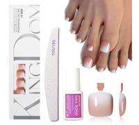 Toe nails false Kit - 120pcs Gradient Nude False Toenails with Glue - Fake Toe Nails - Stick on Toe Nails - Press on Toenails for Women - Full Cover Toe Nail Tips for Big Small Toe