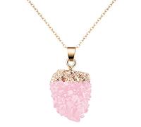 Toe Necklace Natural Irregular Stone For Women Girls Gold Plated Crystal Necklace Wrap Necklace 1PC Pendant Rainbow Wire Birthstone Rocks Gemstone Jewelry Full Necklaces Pendants Cute (Pink, One Size)