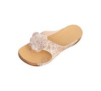 Toe Post Mules Women's Flip Flops Sandals Mules with Wedge Heel Flowers Valances Flip Flops Elegant Chic Slippers Hiking Sea Beach Pool Garden Shoes Wide Feet Slippers Slippers, yellow, 8.5 UK