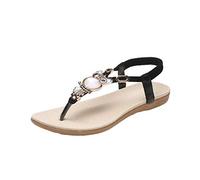 Toe Post Sandals Women's Flip Flops Open Toe Flat Sandals Bohemian Strappy Sandals Rhinestone Roman Sandals Slip On Toe Sandals Roman Beach Sandals Outdoor Sandals with Elastic Band