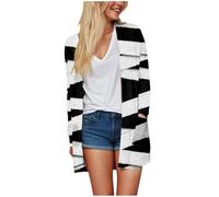 Toe Rings Stainless Steel Women's Cardigan with Halloween Print, Long Sleeve, Open Front, Cosy Knitted Top, Casual Blouse with Loose Fit for Autumn and Cardigan Women with Black, White, S