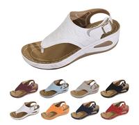 Toe Sandals with Wedge Heel - Orthopaedic Flip Flops Comfortable Breathable Beach Shoes Open Front Slippers Summer Beach Sandals Commuting Leisure Shoes Slippers with Arch Support, White, 8.5 UK