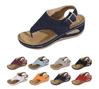 Toe Sandals with Wedge Heel - Orthopaedic Flip Flops Comfortable Breathable Beach Shoes Open Front Slippers Summer Beach Sandals Commuting Leisure Shoes Slippers with Arch Support, navy, 5 UK