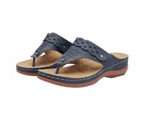 Toe Sandals Women's Summer Flat Slippers Women's Mules with Wedge Heel Cut Out Toe Sandals Orthopaedic Sandals Wedge Sandals Slip On Flip Flops Beach Sandals Swimming Sandals, blue, 7 UK