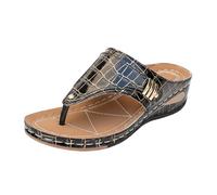 Toe Separator Sandals Women's Leather Wedge Heel Sandals Women's Summer Flip Flops Non-Slip Slippers Comfortable Outdoor Sandals Breathable Women's Sandals Open Toe Heel Shoes, black, 8 UK