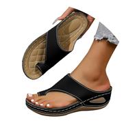 Toe Separator Sandals Women's Orthopaedic Summer Flip Flops with Footbed Slippers Elegant Summer Shoes Flip Flop Comfortable Sandals Barefoot Shoes Slippers Leisure Women's Slippers Flip Flops, black