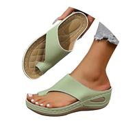Toe Separator Sandals Women's Orthopaedic Summer Flip Flops with Footbed Slippers Elegant Summer Shoes Flip Flop Comfortable Sandals Barefoot Shoes Slippers Leisure Women's Slippers Flip Flops, Green