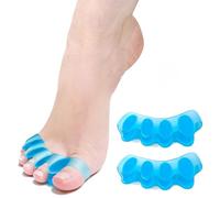 Toe Separator -Silicone Big Toe Corrector - Relieves Foot Pain, Hammer Toe, Bunions, and Curled Toe -1 Pair of Black Adjustable Toe Separator for Both Men and Women (Blue 2PCS)