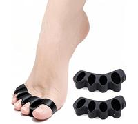 Toe Separator -Silicone Big Toe Corrector - Relieves Foot Pain, Hammer Toe, Bunions, and Curled Toe,Adjustable Toe Separator for Both Men and Women (Black 2PCS)