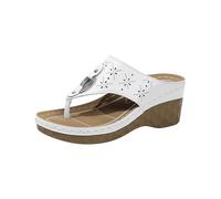 Toe Separator Women's Black Simple Beach Shoes Women's 39 Sandals Super Soft Summer Sandals Open Toe Wedge Sandals Breathable Slip On Shoes Waterproof Work Sandals Cool Casual Shoes, White, 10 UK