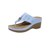 Toe Separator Women's Black Simple Beach Shoes Women's 39 Sandals Super Soft Summer Sandals Open Toe Wedge Sandals Breathable Slip On Shoes Waterproof Work Sandals Cool Casual Shoes, sky blue, 7 UK