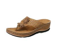 Toe Separator Women's Flip Flops Toe Sandals Summer Shoes Comfortable Arch Support Sandals Wide Feet Slippers Width H Flip Flops Beach Sandals Women's Sandals & Slides, khaki, 8.5 UK