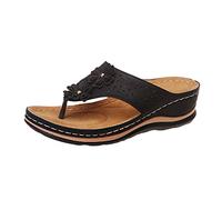 Toe Separator Women's Flip Flops Toe Sandals Summer Shoes Comfortable Arch Support Sandals Wide Feet Slippers Width H Flip Flops Beach Sandals Women's Sandals & Slides, black, 7 UK