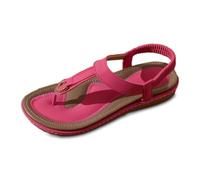 Toe Separator Women's Shoes T-Strap Wedge Flip Flops Platform Toe Sandals with Buckle Comfortable Open Toe Summer Shoes Bohemian Style Women Sandals for Beach Casual Walking, O Red, 10 UK