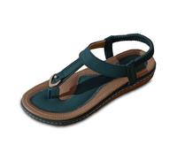 Toe Separator Women's Shoes T-Strap Wedge Flip Flops Platform Toe Sandals with Buckle Comfortable Open Toe Summer Shoes in Bohemian Style Women Sandals for Beach Casual Walking, Green, 5 UK
