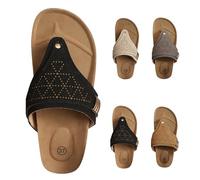 Toe Separator Women's with Footbed, Flip Flops, Lightweight Mules, Open Toe Slippers, Summer Slippers, Lightweight Slippers, Orthopaedic Sandals, Boho Beach Shoes, Comfortable Women's Sandals, black