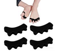 Toe Separators 4 Pack Black, Bunion Corrector for Women and Men, Toe Spacers for Foot Alignment, Hammertoe Relief and Correction
