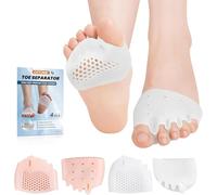 Toe Separators & Metatarsal Pads, 4 PCS Gel Toe Spacers for Women Men, Soft Gel Toe Spacers for Overlapping Toes Bunion Relief, Breathable Ball of Foot Cushions for Metatarsalgia Pain Relief in Shoes