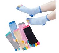 Toe Socks for Women, Cotton Five Finger Running Socks Mini Crew Sport Socks, Casual Crew Socks Soft Breathable Size 3-9, 5 Pairs,H-5 pair,3-9