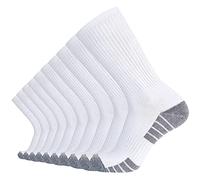 Toe Sole Heel 10P Pack Men's Cotton Performance Duty Work Socks,Athletic Crew Anti Sweat Blisters Cushion Socks, White Strip Sole, 9-13 UK