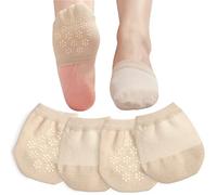 Toe Toppers No Show Liner Half Socks for Women Seamless Grip Non Slip Hidden Toe Covers for Mules 4/8 Pairs, 4 Pairs Nude, One size