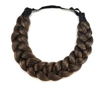 TOECWEGR Hair Braided Headband Classic Chunky Wide Thick Plaited Braids Elastic Stretch Syntheti Buckling Hairpiece Braid Headband