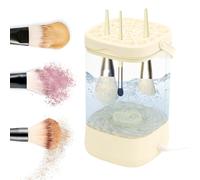 TOEDO Makeup Brush Cleaner Machine, Automatic Spinning Make up Brush Cleaner with Brush Clean Mat for Makeup Sponges and Brushes Cleaning and Drying(Beige)
