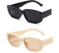TOEECY 2 Pieces Women Sunglasses UV 400 Glasses Square Retro Polarized Sunglasses Classic Shiny Frame Ladies Sun Glasses Eyewear Vintage 90s Trendy(Style C)