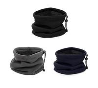 TOEECY 3 PCS Thermal Neck Warmer for Men Snood Winter Fleece Lined Scarf Neck Gaiter Adjustable Thicken Face Tube Scarf Windproof for Running Cycling Skiing Motorcycle (Drawstring and Buckle Design)