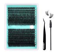 Toeecy 320 Pieces Natural False Eyelashes D Curl Kit 9 A 16 mm Women's Lash Clusters with Tweezers and Mascara Brush for Dating Parties (60D & 80D)