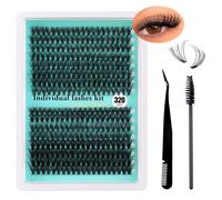 Toeecy 320 Pieces Natural False Eyelashes D Curl Kit 9 A 16 mm Women's Lash Extension Clusters with Tweezers and Mascara Brush for Dating Parties (30D & 40D)