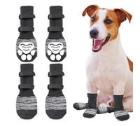 TOEECY 4 Piece Non-Slip Dog Socks with Rubber Bottom and Adjustable Straps Small and Medium Large (L)