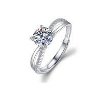 TOEECY 925 Sterling Silver Rings for women Sparkling Cubic Zirconia Moissanite Engagement Eternity Wedding Ring Adjustable Jewelry Love Gifts Girls Ladies Couples (#4)