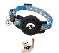 TOEECY Airtag Cat Collar Reflective Cat Collars GPS Lightweight Tracker Airtag Case Collars with Bell Safety Clasp for Cat (Blue)