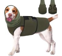 TOEECY Anxiolytic Jacket for Dogs 2-in-1 Soothing Coat for Dogs with Reflective Strips and Relaxing Headgear for Dogs Anti-Anxiety Breathable Mesh Adjustable Velcro Strap (XS)