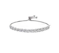 TOEECY Cubic Zirconia Tennis Bracelet for Women Adjustable Wedding Bracelets for Brides Glamorous Leaf Roman Jewelry Gifts for Teen Girls Girlfriends (Silver)