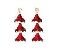 TOEECY Earrings for Women Acrylic Boho Flower Dangle Earrings Lightweight Tassel Drop Earrings 925 Sterling Silver Earrings for Women Girls Jewelry Gifts Party (Red)