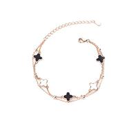 TOEECY Four-Leaf Clover Bracelet for Women Girls 18K Rose Gold Plated Silver Plated Five Flower Peacock White Mother-Of-Pearl Black Onyx Jewelry Gift (#3)