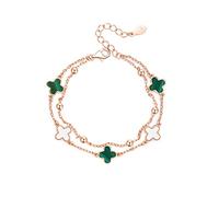 TOEECY Four-Leaf Clover Bracelet for Women Girls 18K Rose Gold Plated Silver Plated Five Flower Peacock White Mother-Of-Pearl Black Onyx Jewelry Gift (#1)