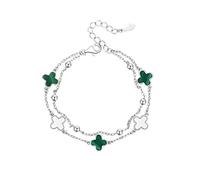 TOEECY Four-Leaf Clover Bracelet for Women Girls 18K Rose Gold Plated Silver Plated Five Flower Peacock White Mother-Of-Pearl Black Onyx Jewelry Gift (#4)